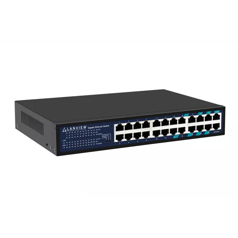 Nevaldomas jungiklis Lanview LVN-1U-24PORT-1G — 24 prievadų pilnas Gigabit stelažinis