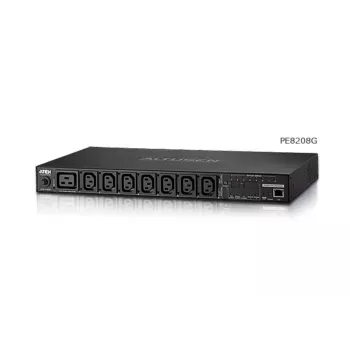ATEN 1U 16A 8 lizdų perjungiamas ir matuojamas PDU su nemokama Eco PDU Manager programine įranga