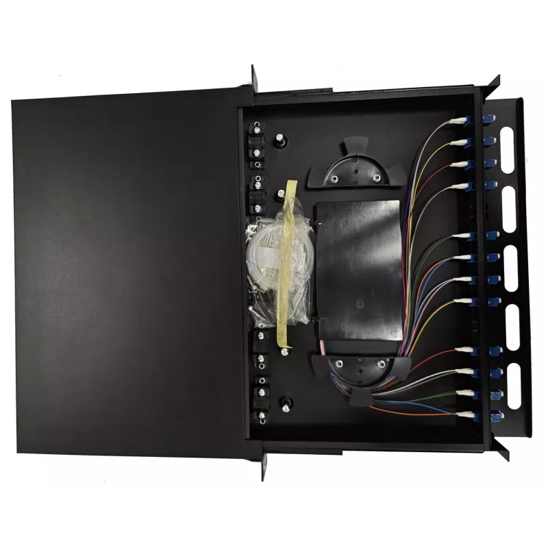 Lanview LVO-101015 šviesolaidinė stumdoma panelė ODF, 1U, 24 šerdys, LC, SM OS2