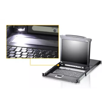 ATEN CL5708M konsolinis KVM jungiklis su 43,2 cm (17 colių) LCD ekranu, 1U, juodas