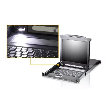 ATEN CL5708M konsolė su 43,2 cm (17 col.) LCD ekranu, 1280 x 1024 pikseliai, metalas/plastikas, juoda, 1U