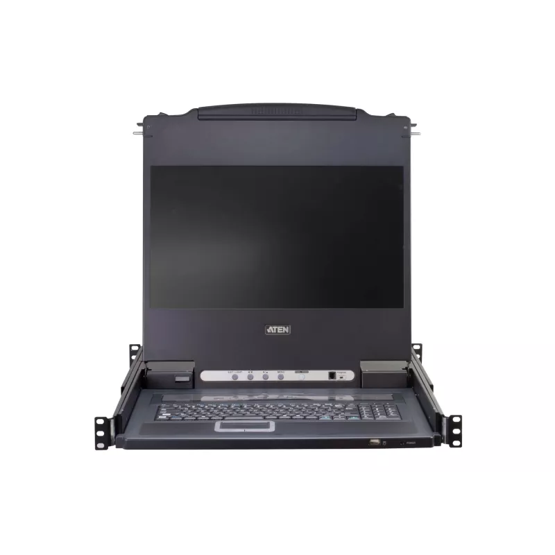 ATEN CL5708M konsolinis kompiuterių jungiklis su 43,2 cm (17 colių) ekranu, 1280 x 1024 pikseliai, metalas, plastikas, juoda, 1U