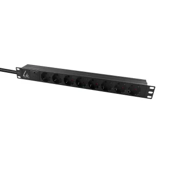 Lanview LVR-3MSCH-SPD-SCH8 maitinimo skirstytuvas (PDU) 8 lizdai 1U juodas