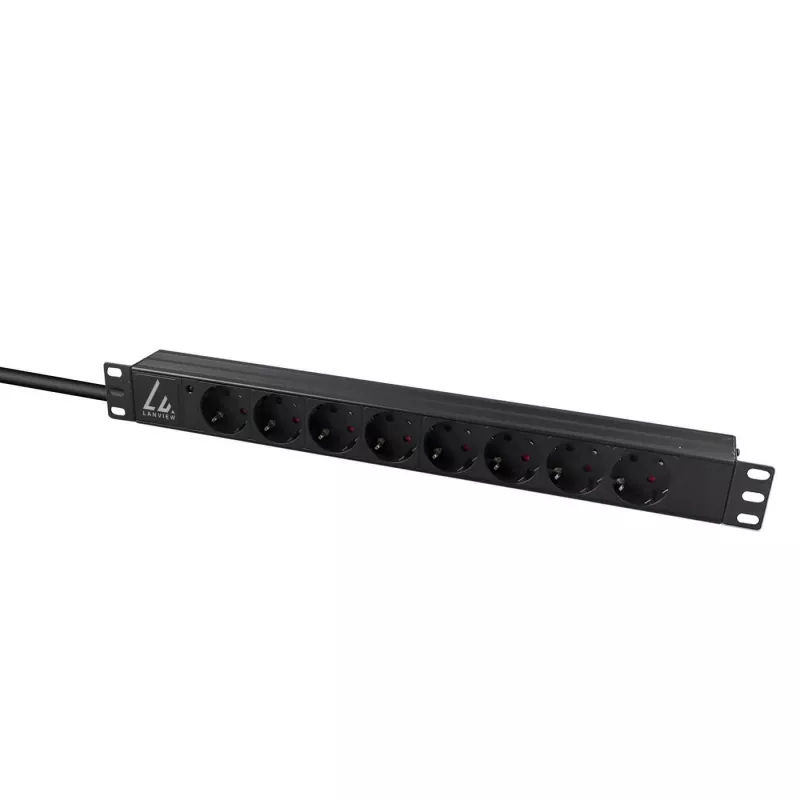 Lanview LVR-2MSCH-LIC-SCH8 maitinimo skirstytuvas (PDU) 8 AC lizdai 1U juodas