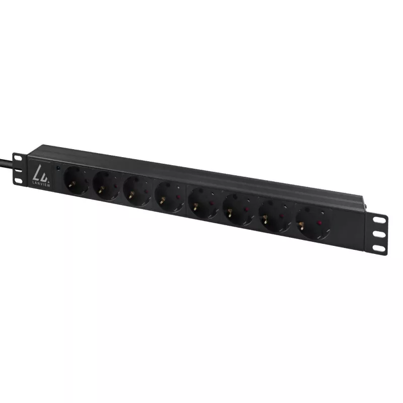 Lanview LVR-3MIEC-LIC-SCH8 maitinimo paskirstymo įrenginys (PDU) 8 AC lizdų 1U juodas