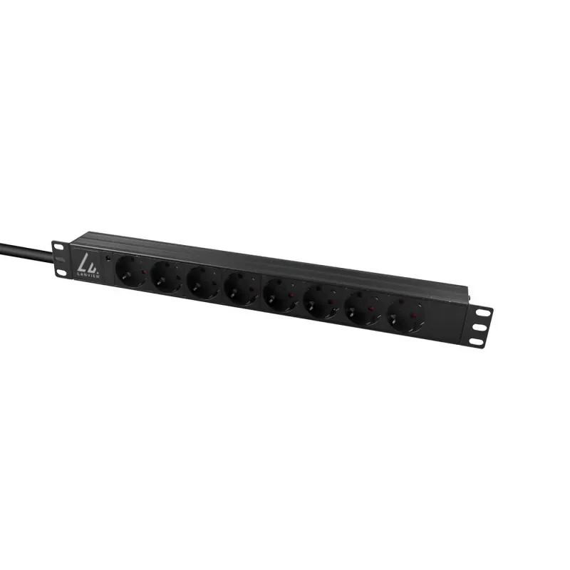 Lanview LVR-3MSCH-LIC-SCH8 maitinimo paskirstymo blokas (PDU) 8 AC lizdai 1U juoda