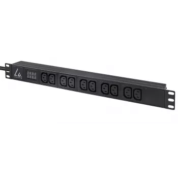 Lanview LVR-3MIEC-AMP-10C13 matuojamas maitinimo skirstytuvas (PDU), 10 AC lizdų, 1U, juodas