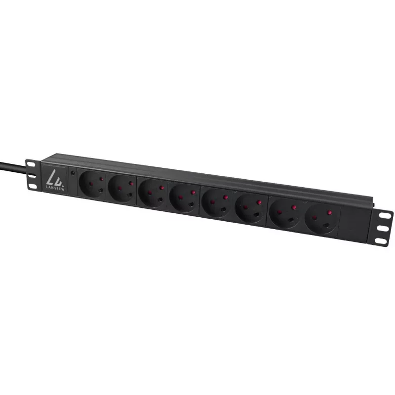 Lanview LVR-2MDK-LIC-DK8 maitinimo paskirstymo įrenginys (PDU) 8 AC lizdų 1U juodas