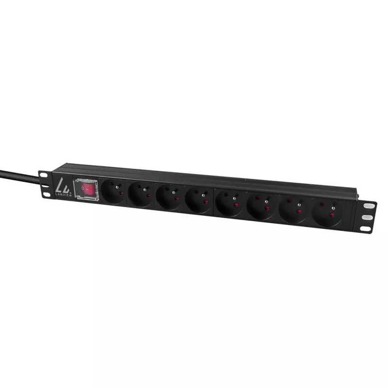 Lanview LVR-2MSCH-SW-C13-8 maitinimo skirstytuvas (PDU) 8 AC lizdai 1U juodas