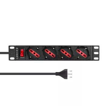 Maitinimo skirstytuvas Lanview LVR-2MIT-SW-IT4 1U juodas su 2 m laidu