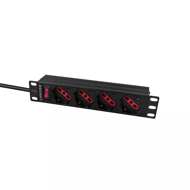 Maitinimo skirstytuvas Lanview LVR-2MIT-SW-IT4 1U juodas su 2 m laidu