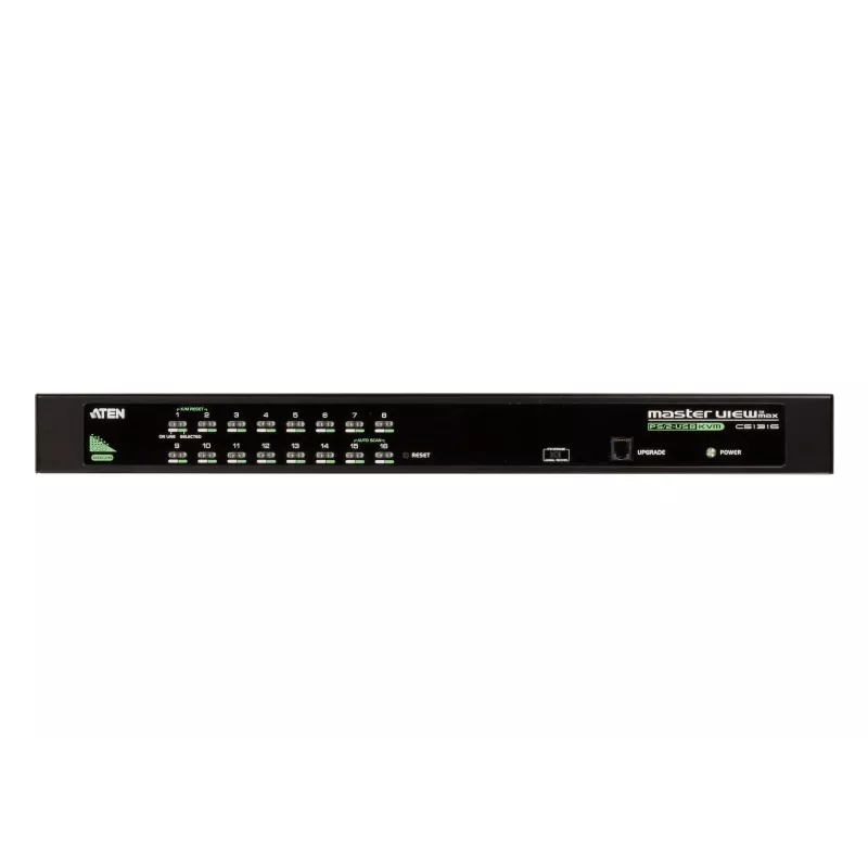 ATEN CS1316 16 prievadų USB / PS/2 VGA KVM jungiklis, 2048 x 1536, QXGA, montavimui į stelažą, 6,5 W, 1U, juodas