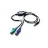 ATEN PS/2 į USB adapteris, 0,9 m, 2x 6 kontaktų Mini-DIN, USB A, vyriškas, moteriškas, juodas