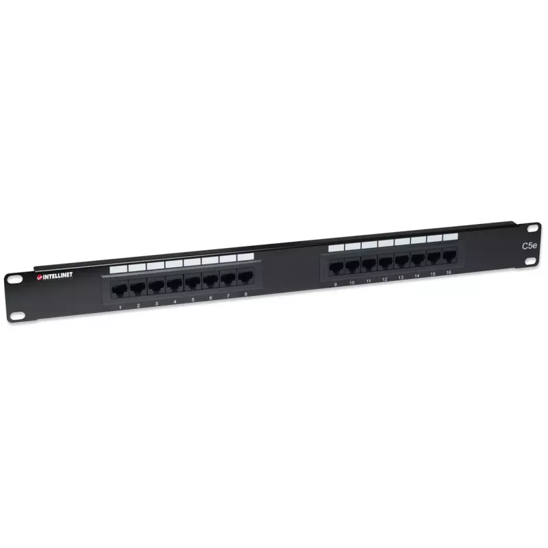 Patch Panel Intellinet Cat5e UTP 16 prievadų 1U juodas