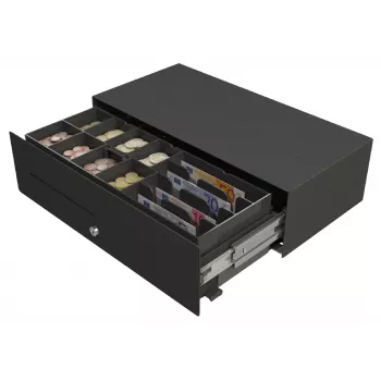 apg Solutions Micro – A pinigų stalčius, plieninis, juodas, 24 V, 453 mm, 224 mm, 130 mm