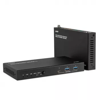 Tinklo siųstuvas-imtuvas Lindy 100m Cat.6A 2 Host USB 3.2 Gen 1 ir HDMI 4K60