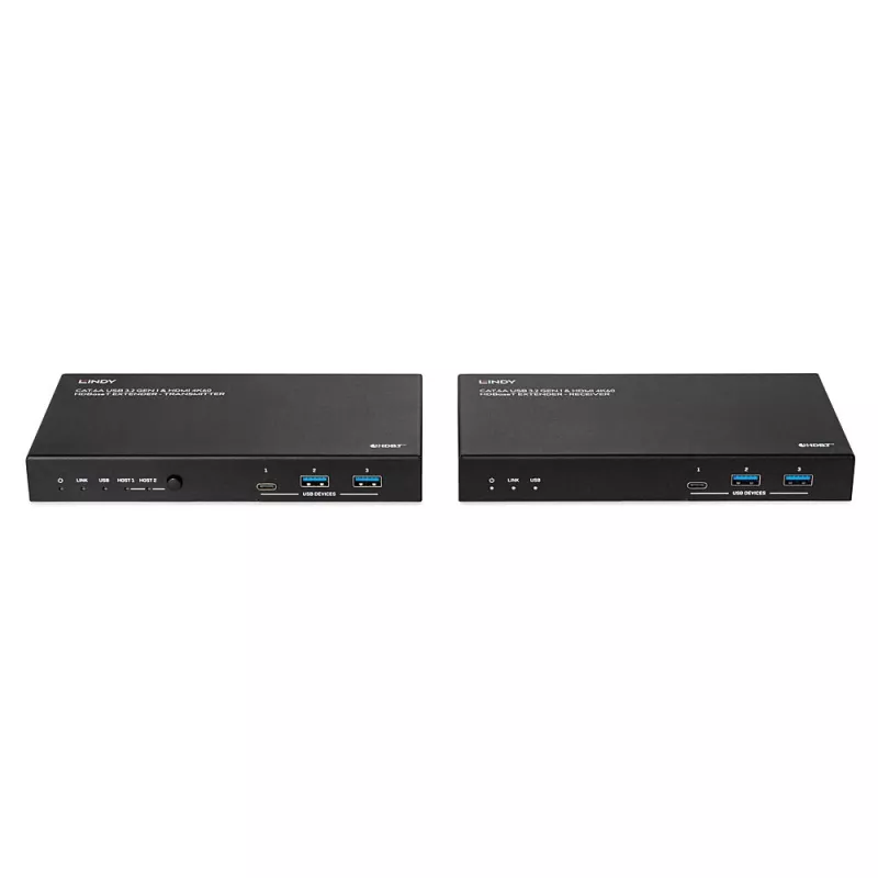 Tinklo siųstuvas-imtuvas Lindy 100m Cat.6A 2 Host USB 3.2 Gen 1 ir HDMI 4K60