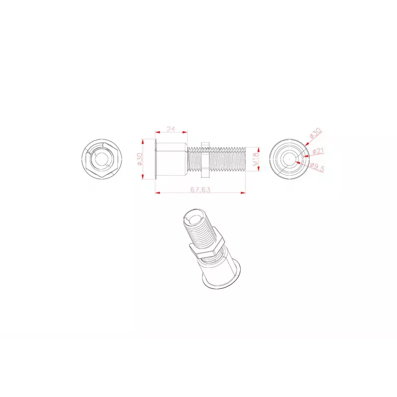 VivoLink VLDG24L-B stalo kabelio įvadas, juodas, didelis, iki 55 mm