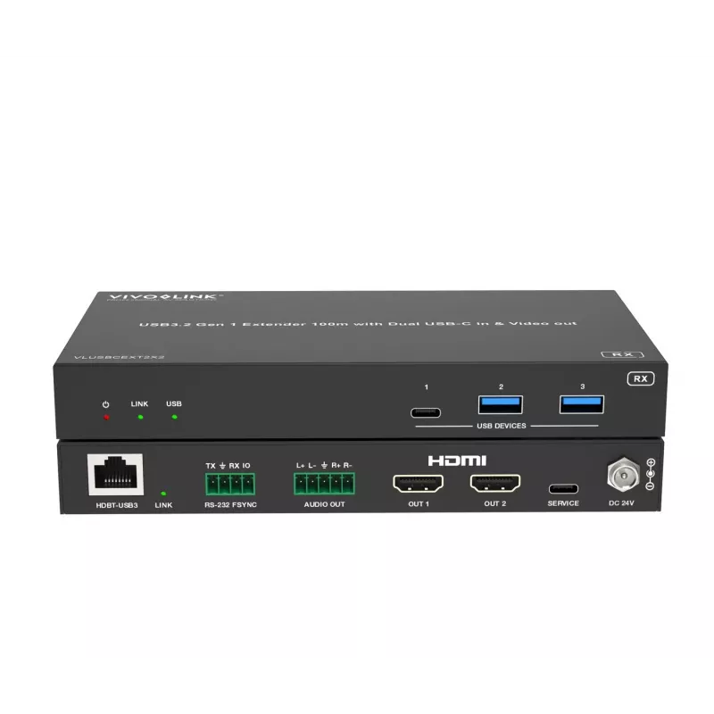 KVM prailgintuvas Vivolink VLUSBCEXT2X2 USB 2.0, 1920x1200, 150 m