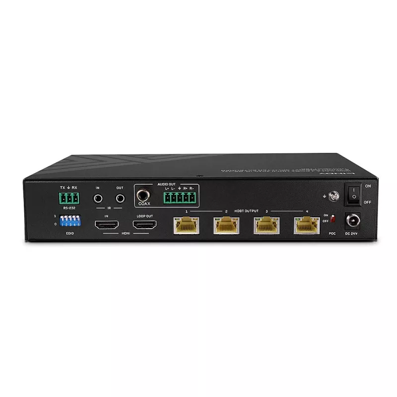 Lindy 100 m Cat.6 4 prievadų HDMI 4K60 HDBT skirstytuvas ir prailgintuvas