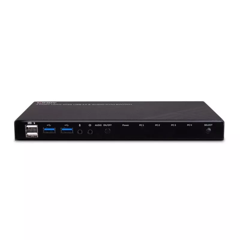 Lindy 4 prievadų HDMI 4K60, USB 3.0 ir garso KVM jungiklis