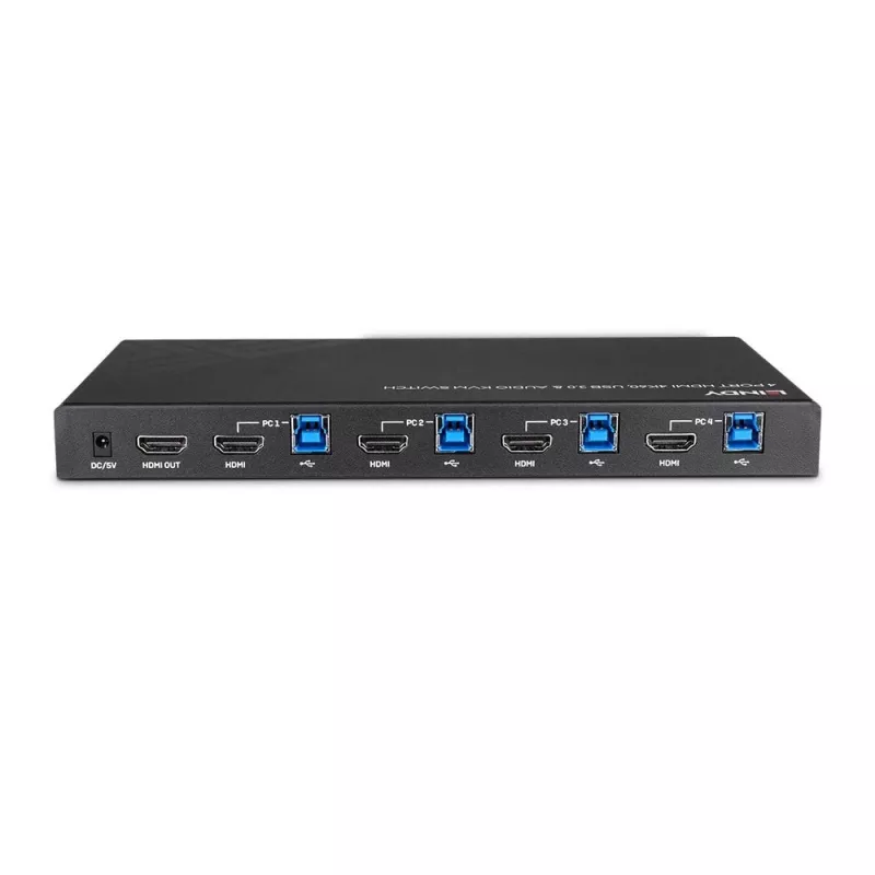 Lindy 4 prievadų HDMI 4K60, USB 3.0 ir garso KVM jungiklis