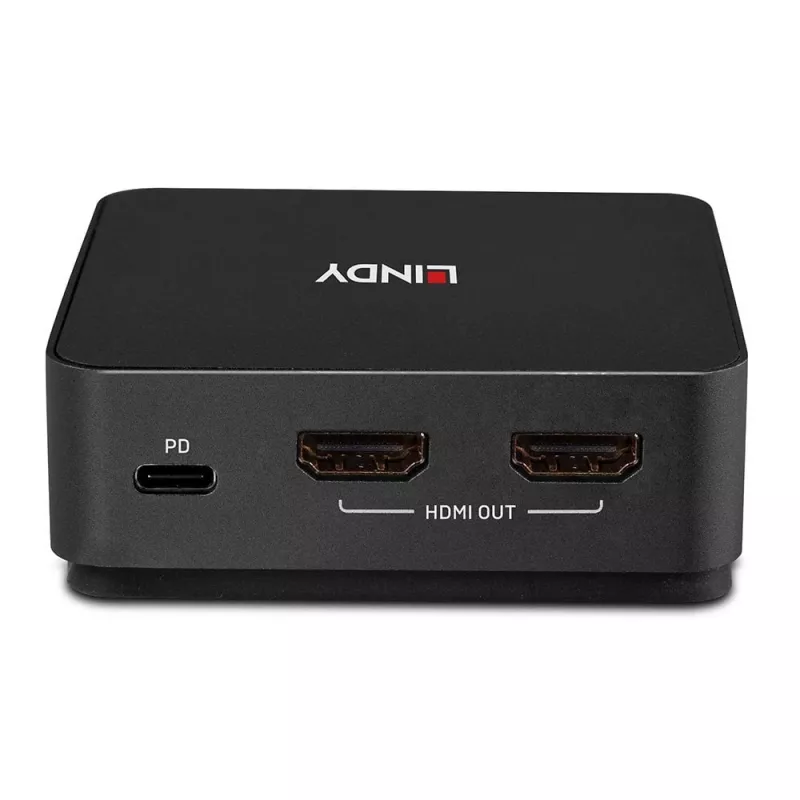 Lindy 2 prievadų Type C, dvigubas HDMI 4K60 KVM jungiklis