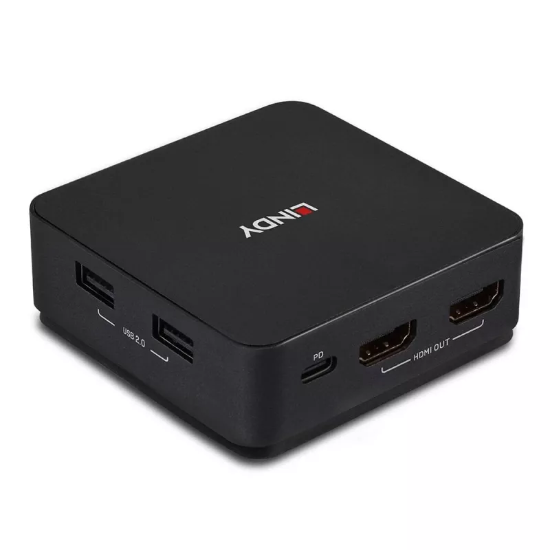 Lindy 2 prievadų Type C, dvigubas HDMI 4K60 KVM jungiklis