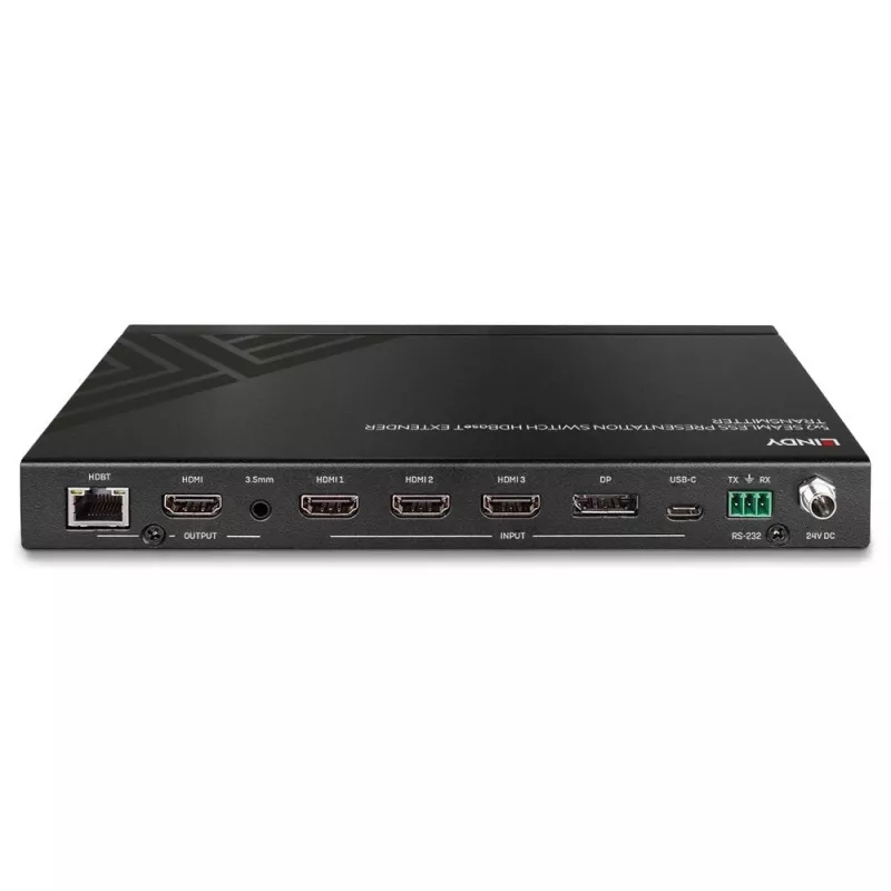 AV siųstuvas Lindy 5 prievadų sklandus pristatymo jungiklis HDBaseT plėstuvas 3840 x 2160 pikselių