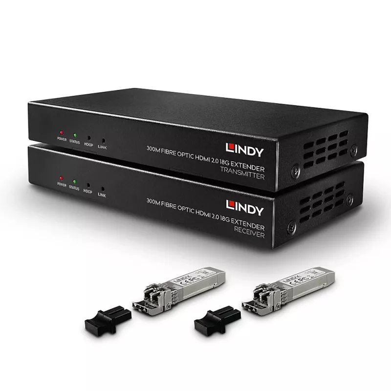AV siųstuvas ir imtuvas Lindy 300m Šviesolaidinis HDMI 18G IR prailgintuvas