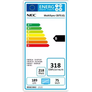 NEC CB751Q interaktyvus plokščiaekranis 190,5 cm (75 colių) LED 350 cd/m² 4K Ultra HD juodas liečiamasis ekranas 12/7
