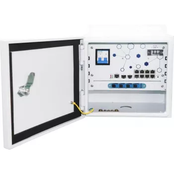 Ernitec ELECTRA-M10-OUTDOOR-200 valdomas L2 PoE tinklo jungiklis, 8× PoE + 2× SFP, IP66, pilka