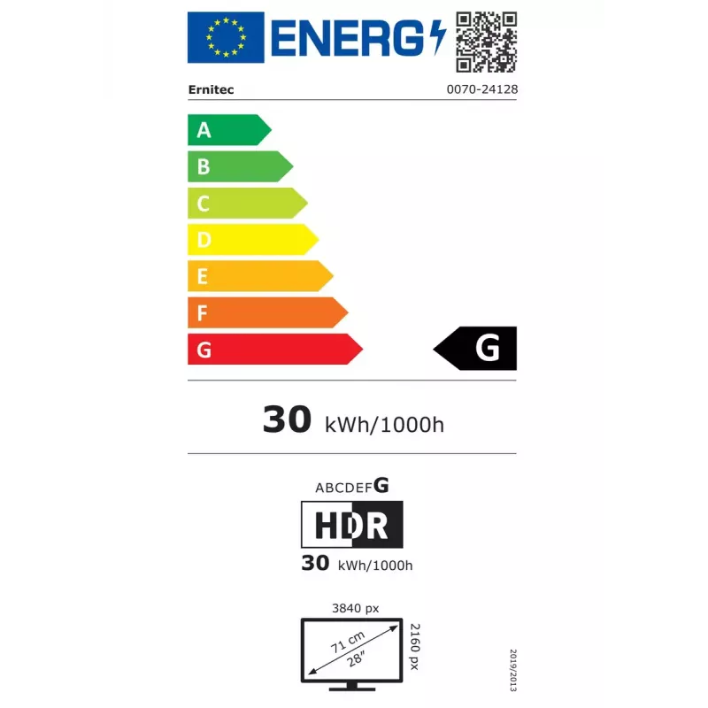 Ernitec 0070-24128-POE monitorius 71,1 cm (28 col.) 3840 x 2160 pikselių 4K Ultra HD LED juodas