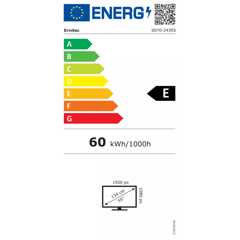 Ernitec 0070-24355 Skaitmeninės reklamos ekranas 55 colių LCD 4K Ultra HD juodas