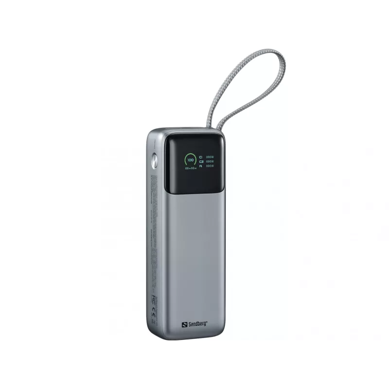 Nešiojamas powerbank SANDBERG All-in1 Powerbank 20000 PD 130W – 20000 mAh, LiPo, USB-A 1x, USB-C 1x, 130 W, juoda/pilka