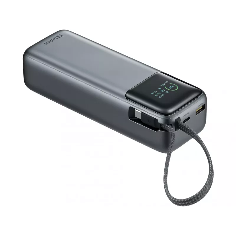 Nešiojamas powerbank SANDBERG All-in1 Powerbank 20000 PD 130W – 20000 mAh, LiPo, USB-A 1x, USB-C 1x, 130 W, juoda/pilka