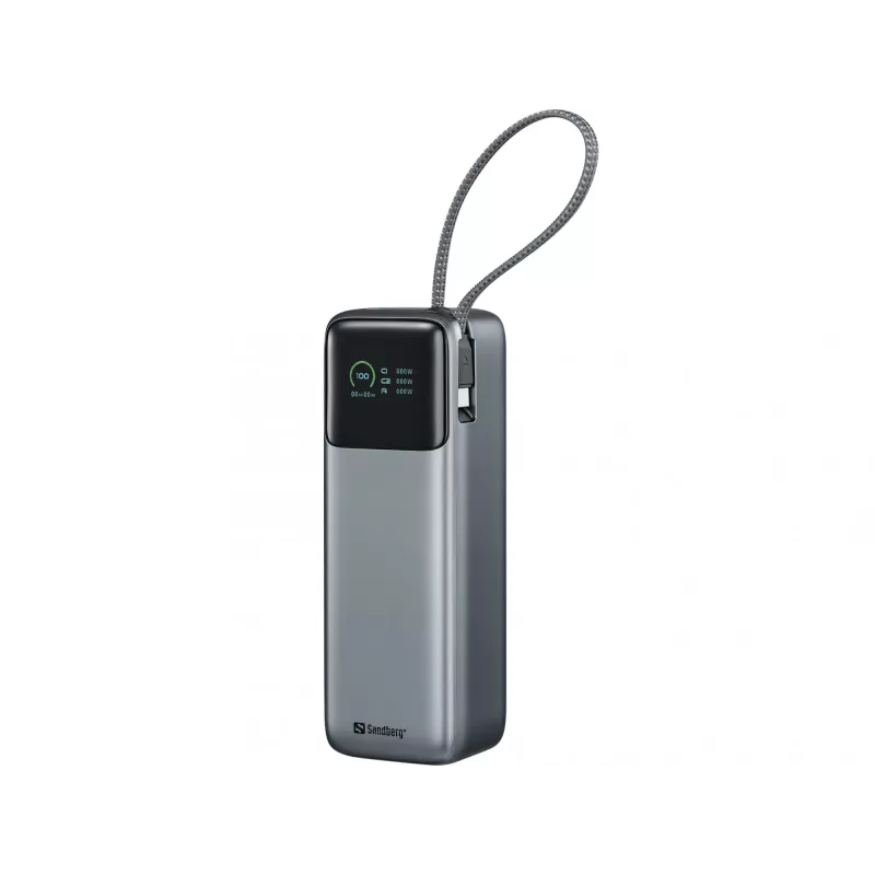 Powerbankas SANDBERG All-in1 27000 PD 240W – 27000 mAh LiPo, 240W išėjimas, 1× USB-A, 1× USB-C, 3,6V – Juoda/Pilka