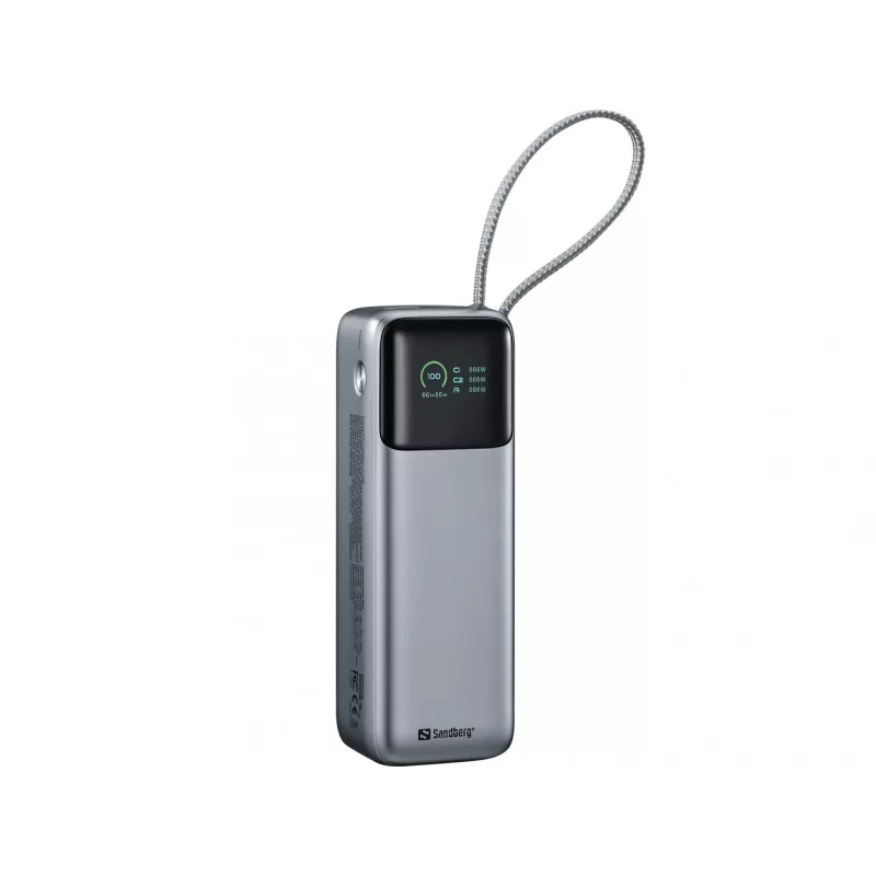 Powerbankas SANDBERG All-in1 27000 PD 240W – 27000 mAh LiPo, 240W išėjimas, 1× USB-A, 1× USB-C, 3,6V – Juoda/Pilka