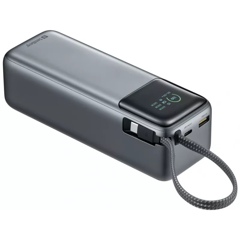 Powerbankas SANDBERG All-in1 27000 PD 240W – 27000 mAh LiPo, 240W išėjimas, 1× USB-A, 1× USB-C, 3,6V – Juoda/Pilka
