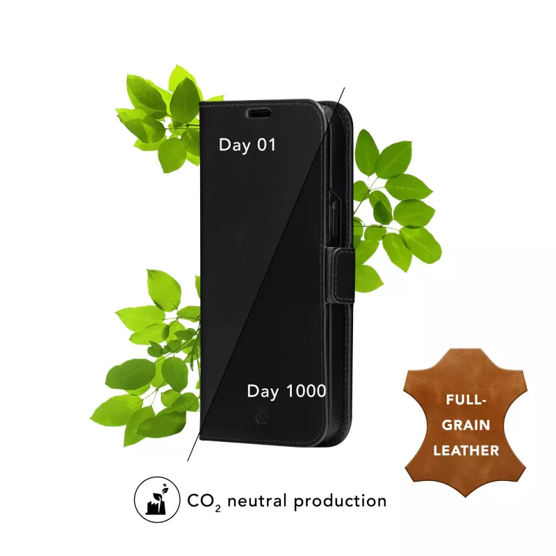 Dėklas-piniginė dbramante1928 Lynge iPhone 13 Pro Max juoda 3 kortelių kišenės