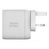 Greitasis GaN įkroviklis Native Union Fast GaN Charger PD 67W Baltas Intl 2C1A USB-C 2 prievadai 67W AC 100–240V apsauga nuo viršsrovių, viršįtampio ir perkaitimo