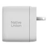 Greitasis GaN įkroviklis Native Union Fast GaN Charger PD 67W Baltas Intl 2C1A USB-C 2 prievadai 67W AC 100–240V apsauga nuo viršsrovių, viršįtampio ir perkaitimo