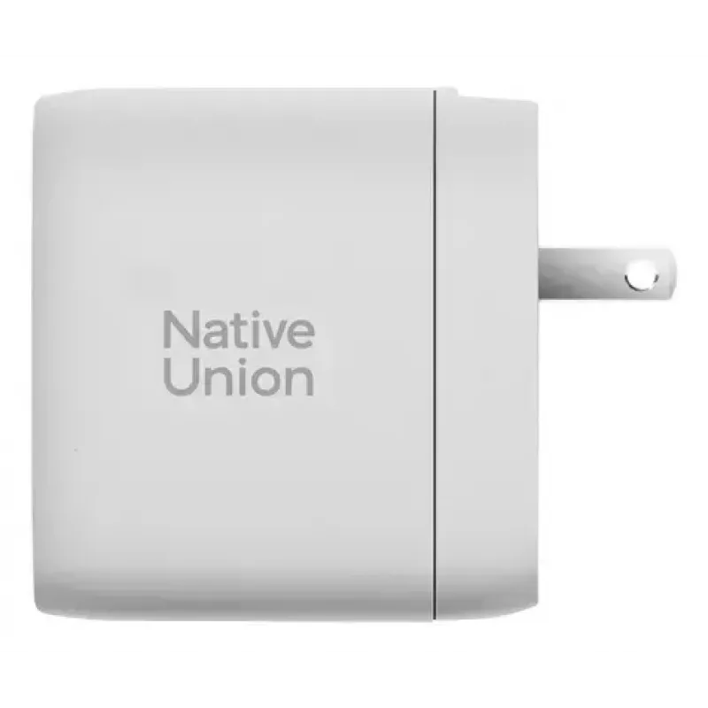 Greitasis GaN įkroviklis Native Union Fast GaN Charger PD 67W Baltas Intl 2C1A USB-C 2 prievadai 67W AC 100–240V apsauga nuo viršsrovių, viršįtampio ir perkaitimo