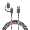 USB 2.0 duomenų kabelis Native Union BELT-ULC-ZEB-NP 2 m USB A į USB‑C / Micro‑USB B / Lightning juodas baltas