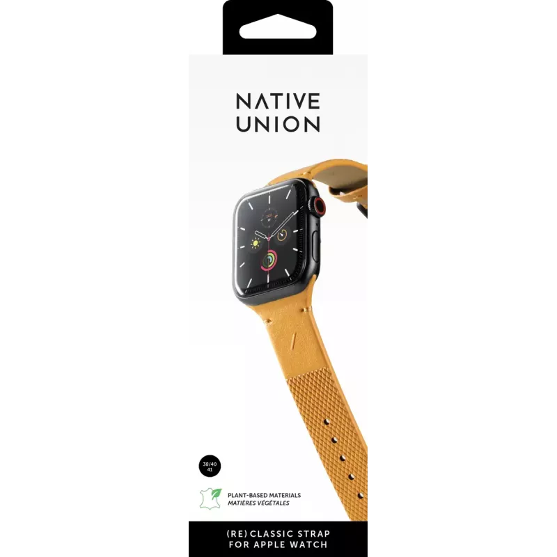 natūralios odos dirželis „(Re)Classic“ Apple Watch, 38/40/41 mm, geltonas