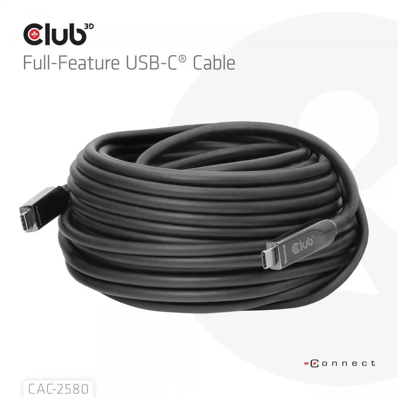 CLUB3D 15 m USB-C® laidas / 49.21 pėdos 8K60Hz 10Gbps 60W