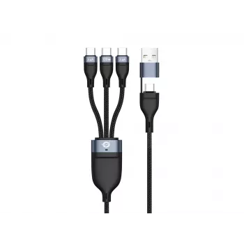Conceptronic ETTA06B15C 3-in-1 100W greito įkrovimo duomenų laidas 1,5 m, trigubas USB-C, USB 2.0, E-Mark