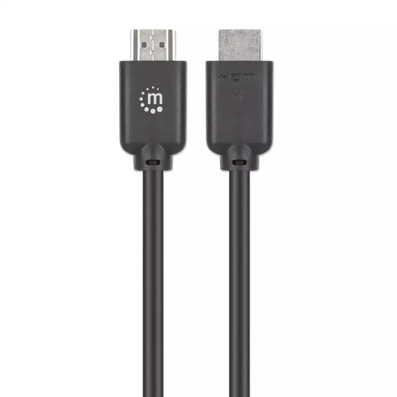 Manhattan HDMI 4K@60Hz laidas su Ethernet, 1 m, tinka VISIEMS 4K ir 1080p/HD įrenginiams – atnaujinkite dabar arba turėkite atsargoje, Vyriškas į vyrišką, Juodas, Ultra HD 4k x 2k, Viso gyvenimo garantija, Aukščiausios klasės didelės spartos, atitinka HDM