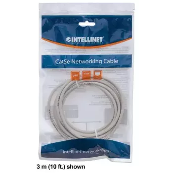 Intellinet tinklo jungiamasis kabelis Cat6, 1,5 m, pilkas, CCA, U/UTP, PVC, RJ45, paauksuoti kontaktai, apsauga nuo užkabinimo, batai, viso gyvenimo garantija