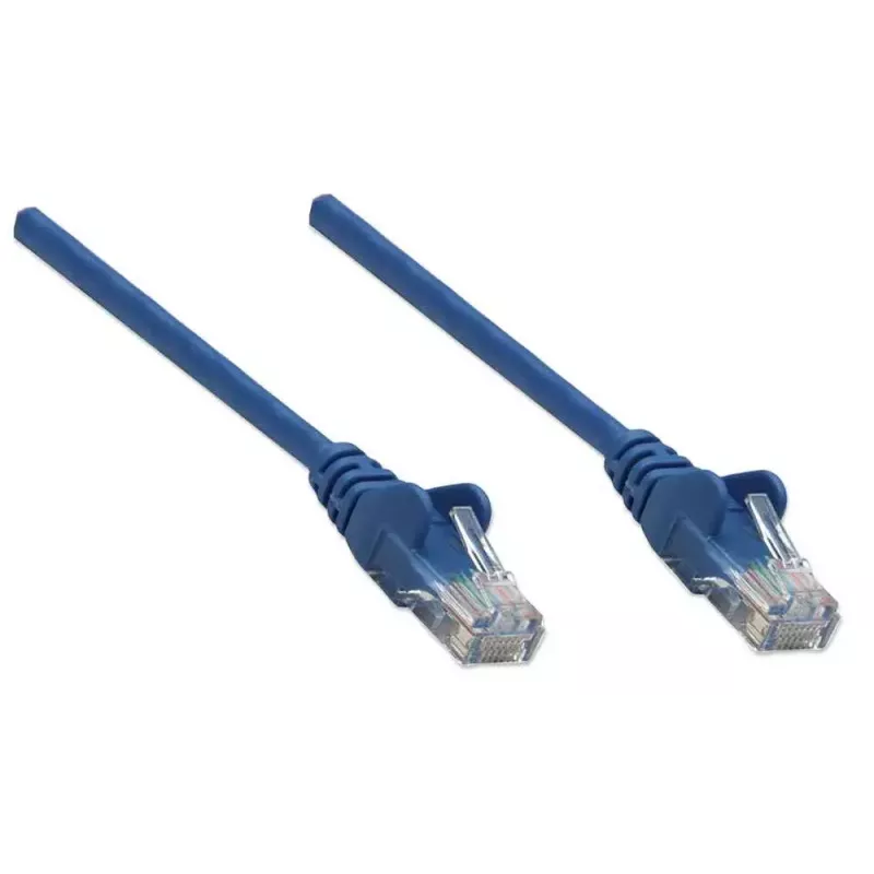 Intellinet tinklo laidas Cat5e, 3 m, mėlynas, CCA, U/UTP, PVC, RJ45, paauksuoti kontaktai, apsauga nuo užkliuvimo, guminiai gaubteliai, garantija visam gyvenimui
